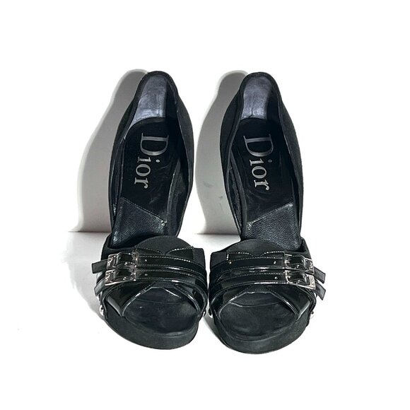 Dior by John Galliano 2003 Black Patent & Suede D'Orsay Platform Pump EU 38 US 8 - Picture 2 of 16